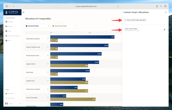 Manage Custom Target Allocations