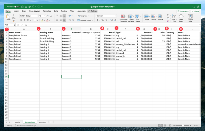 new spreadsheet transactions